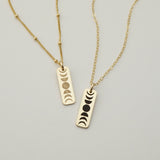 Moon Phase Mini Bar Necklace with Harlow Chain
